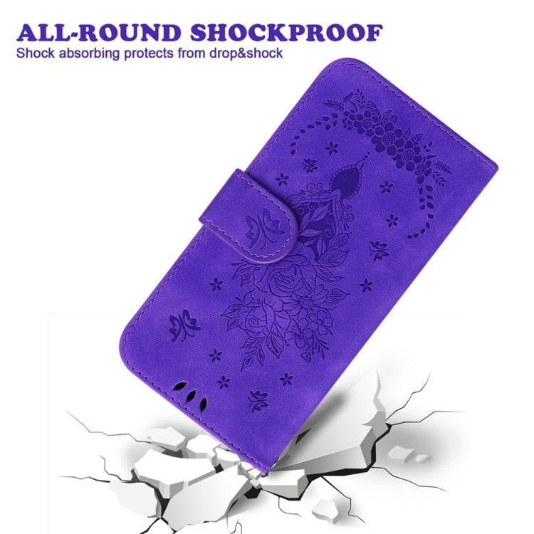 For Motorola Edge 2024 Butterfly Rose Embossed Leather Phone Case(Purple) by buy2fix