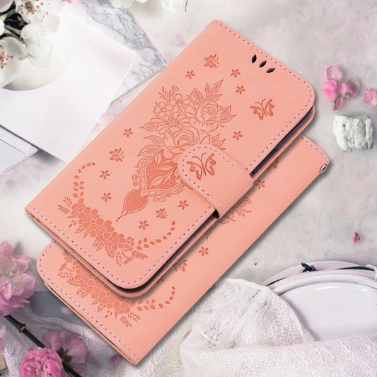 For OPPO Reno11 F Global Butterfly Rose Embossed Leather Phone Case(Pink) by buy2fix