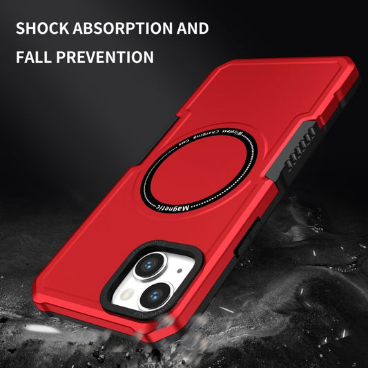 For iPhone 15 Plus Shockproof Armor MagSafe Phone Case(Red) by buy2fix