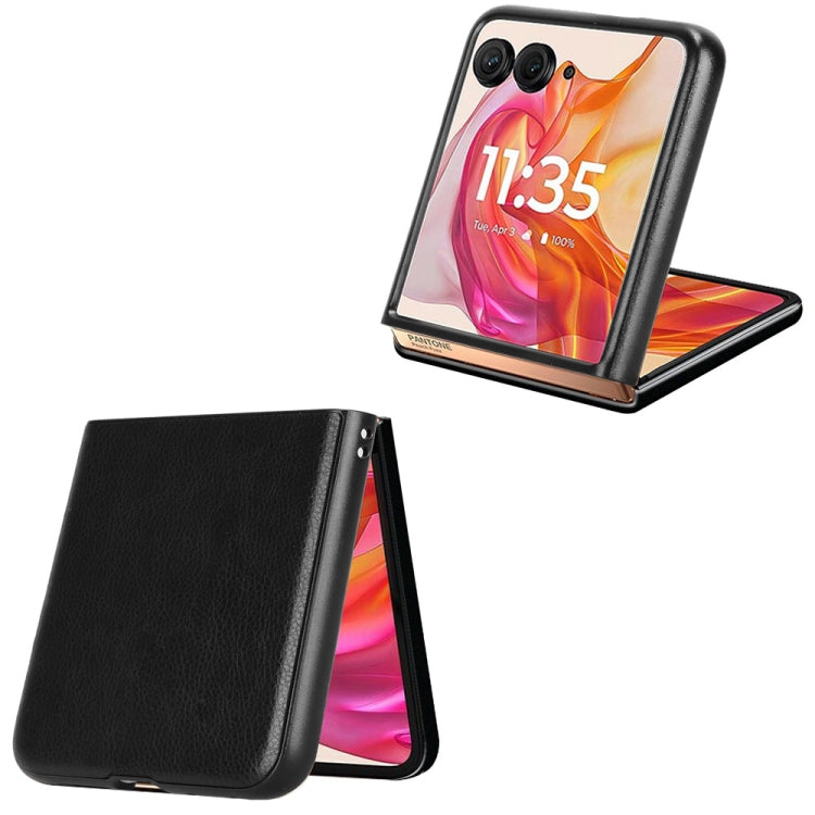 For Motorola Razr 50 Ultra Litchi Texture Back Cover Phone Case(Black) by buy2fix