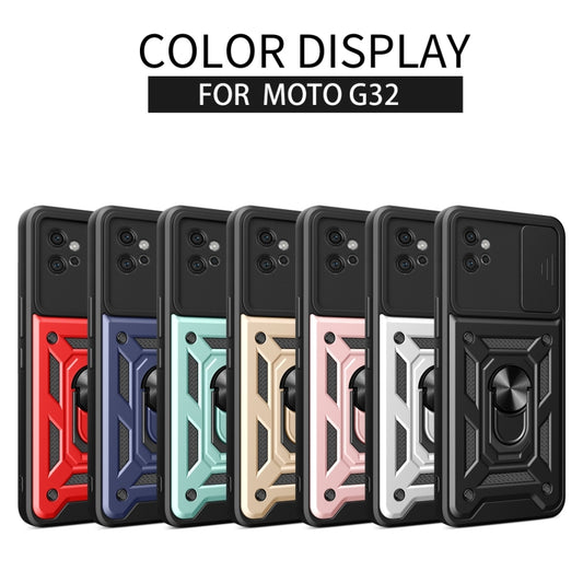 For Motorola Moto G32 Sliding Camera Cover Design TPU+PC Phone Case(Blue) by buy2fix