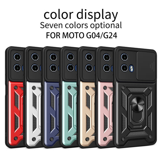 For Motorola Moto G04 / G24 Sliding Camera Cover Design TPU+PC Phone Case(Silver) by buy2fix