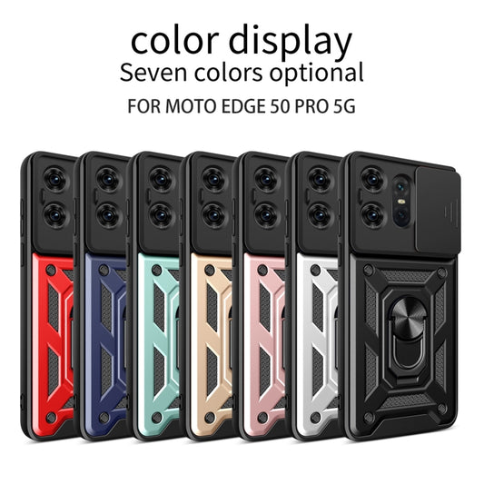 For Motorola Edge 50 Pro Global Sliding Camera Cover Design TPU+PC Phone Case(Blue) by buy2fix