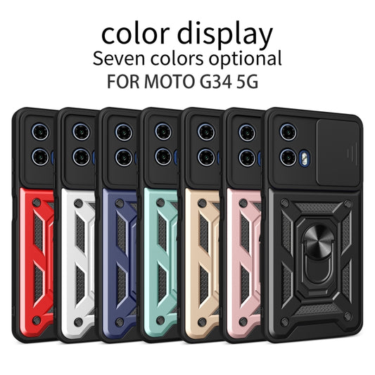 For Motorola Moto G34 5G Sliding Camera Cover Design TPU+PC Phone Case(Rose Gold) by buy2fix