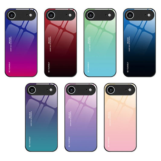 For iPhone Air Gradient Color Glass Phone Case(Purple Red) - iPhone Air Cases by buy2fix | Online Shopping UK | buy2fix