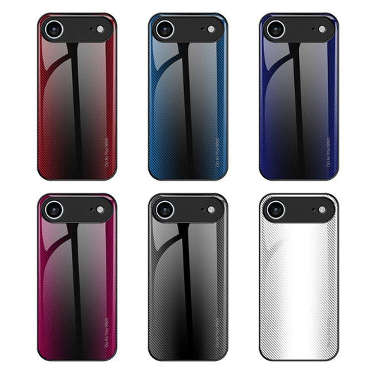 For iPhone Air Texture Gradient Glass TPU Phone Case(Black) - iPhone Air Cases by buy2fix | Online Shopping UK | buy2fix
