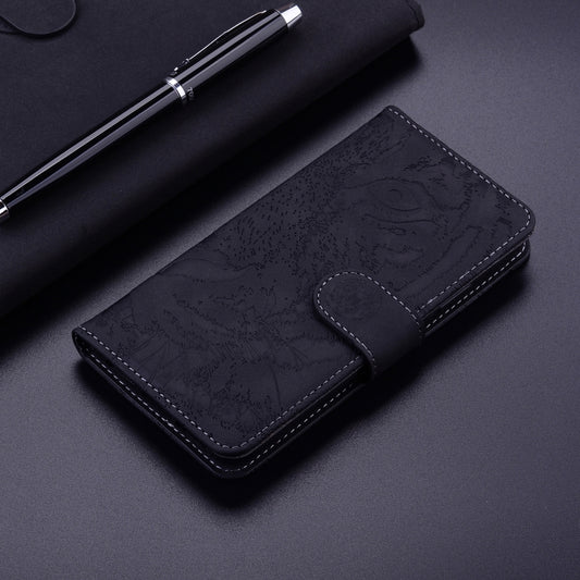 For Motorola Moto G Play 4G 2024 Tiger Embossing Pattern Flip Leather Phone Case(Black) by buy2fix