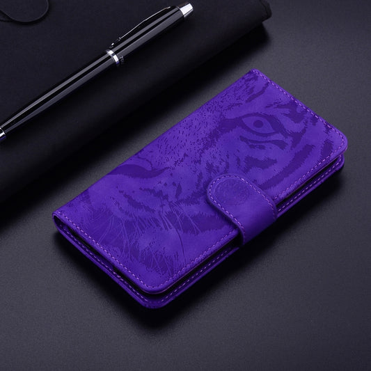 For Motorola Moto G Power 5G 2024 Tiger Embossing Pattern Flip Leather Phone Case(Purple) by buy2fix