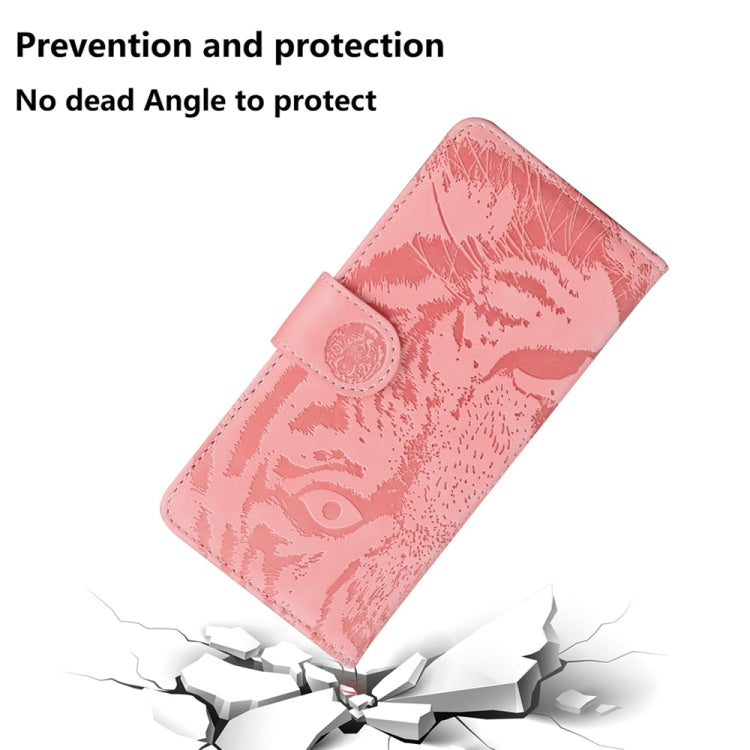 For Motorola Edge 2024 Tiger Embossing Pattern Flip Leather Phone Case(Pink) by buy2fix