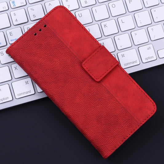 For iPhone 16e Geometric Embossed Leather Phone Case(Red) by buy2fix