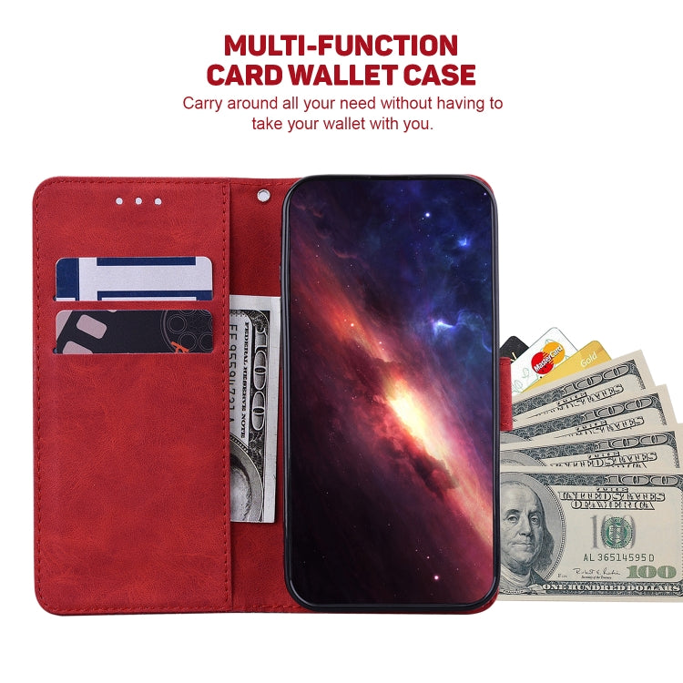 For Motorola Moto G Play 4G 2024 Geometric Embossed Leather Phone Case(Red) by buy2fix