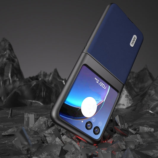 For Motorola Razr 40 Ultra ABEEL Haze Texture PU Phone Case(Dark Blue) by buy2fix