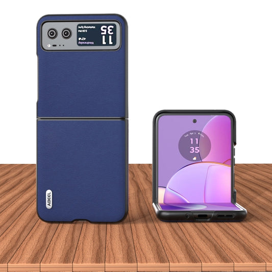 For Motorola Razr 40 ABEEL Haze Texture PU Phone Case(Dark Blue) by buy2fix