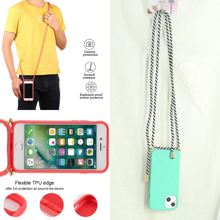 For iPhone 16 Pro Max Wheat Straw TPU Shockproof Phone Case with Neck Lanyard(Green) by buy2fix