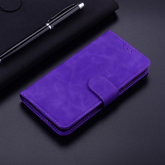 For iPhone 16e Skin Feel Pure Color Flip Leather Phone Case(Purple) by buy2fix