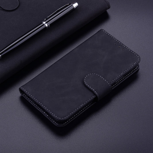 For Motorola Moto G Play 4G 2024 Skin Feel Pure Color Flip Leather Phone Case(Black) by buy2fix