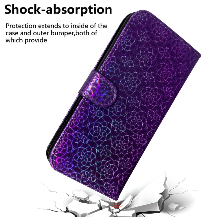 For iPhone 16 Pro Colorful Magnetic Buckle Leather Phone Case(Purple) by buy2fix