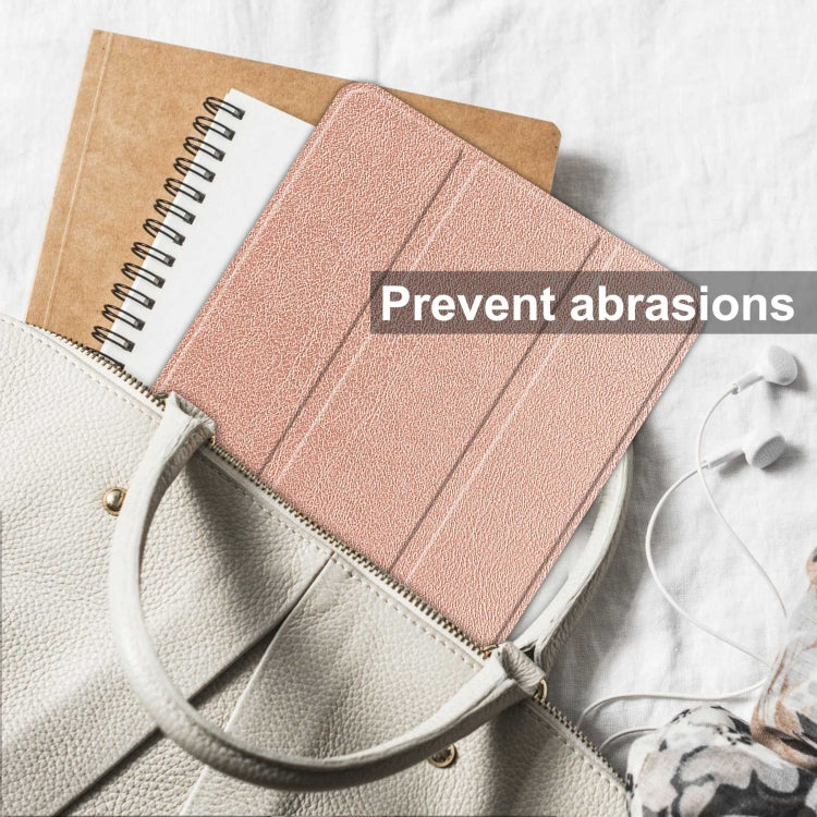 For Samsung Galaxy Tab S10 Ultra / S9 Ultra Custer Pure Color 3-Fold Holder Smart Leather Tablet Case(Rose Gold) by buy2fix