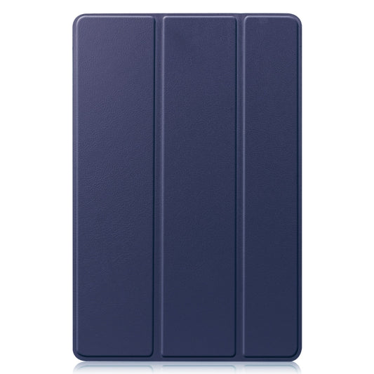 For Samsung Galaxy Tab S9 FE / S10 FE Custer Pure Color 3-Fold Holder Smart Leather Tablet Case(Dark Blue) by buy2fix