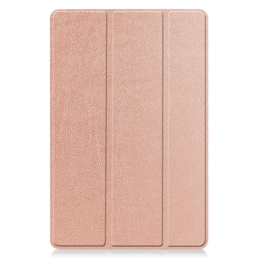 For Samsung Galaxy Tab S9 FE / S10 FE Custer Pure Color 3-Fold Holder Smart Leather Tablet Case(Rose Gold) by buy2fix
