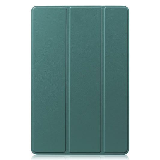 For Samsung Galaxy Tab S9 FE / S10 FE Custer Pure Color 3-Fold Holder Smart Leather Tablet Case(Dark Green) by buy2fix