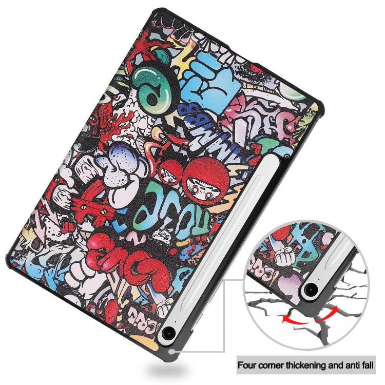 For Samsung Galaxy Tab S9 FE / S10 FE Custer Painted 3-Fold Holder Smart Leather Tablet Case(Graffiti) by buy2fix