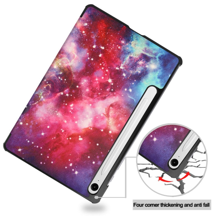 For Samsung Galaxy Tab S9 FE / S10 FE Custer Painted 3-Fold Holder Smart Leather Tablet Case(Milky Way Nebula) by buy2fix