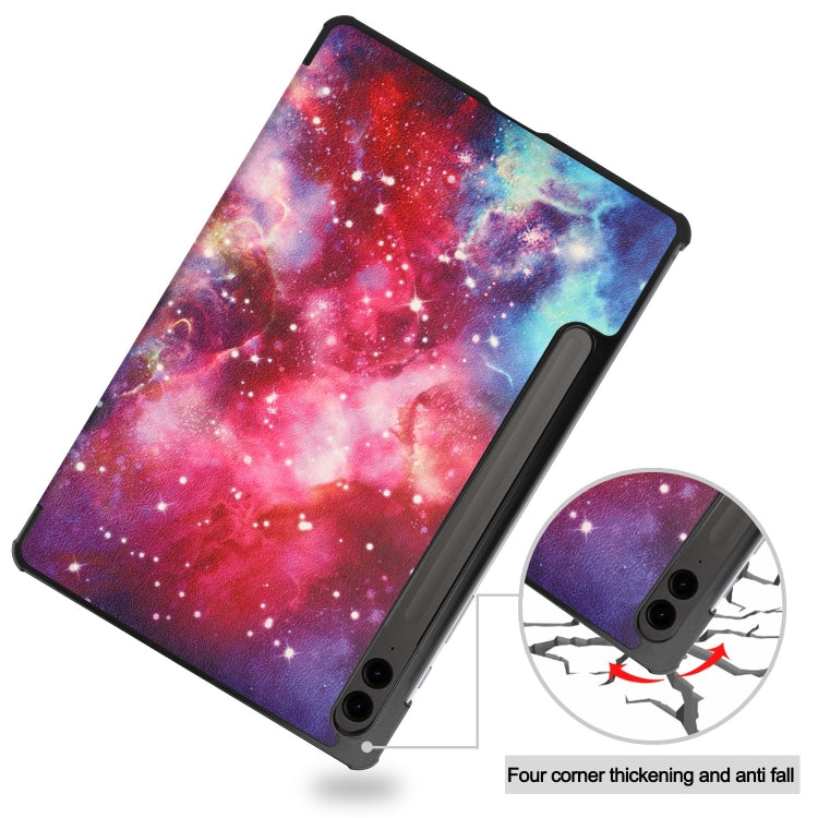 For Samsung Galaxy Tab S9 FE+ / S10+ Custer Painted 3-Fold Holder Smart Leather Tablet Case(Milky Way Nebula) - Galaxy Tab S9 FE+ by buy2fix | Online Shopping UK | buy2fix