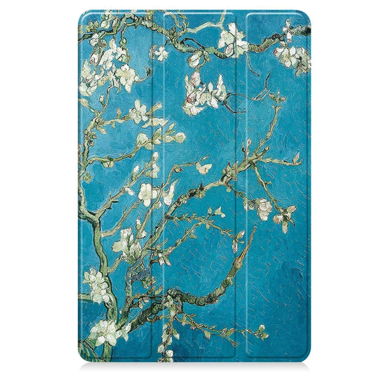 For Google Pixel Tablet Custer Painted 3-Fold Holder Smart Leather Tablet Case(Apricot) by buy2fix