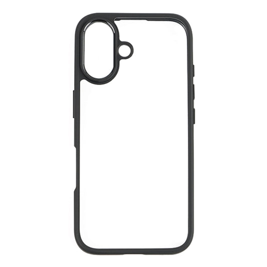 For iPhone 16 Frosted TPU + Transparent PC Phone Case(Black) by buy2fix