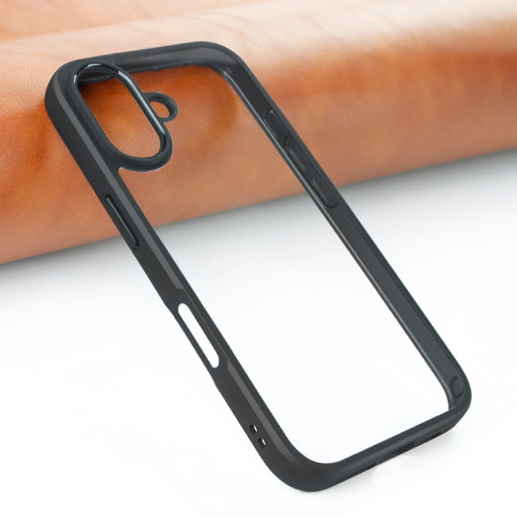 For iPhone 16 Frosted TPU + Transparent PC Phone Case(Black) by buy2fix