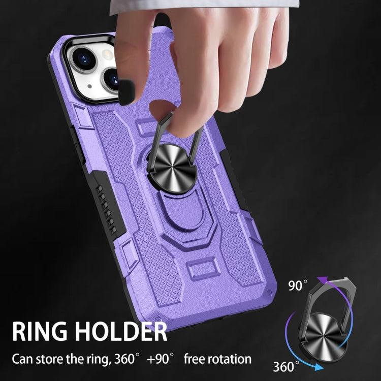 For iPhone 15 Plus Ring Holder Armor Hybrid Phone Case(Purple) by buy2fix
