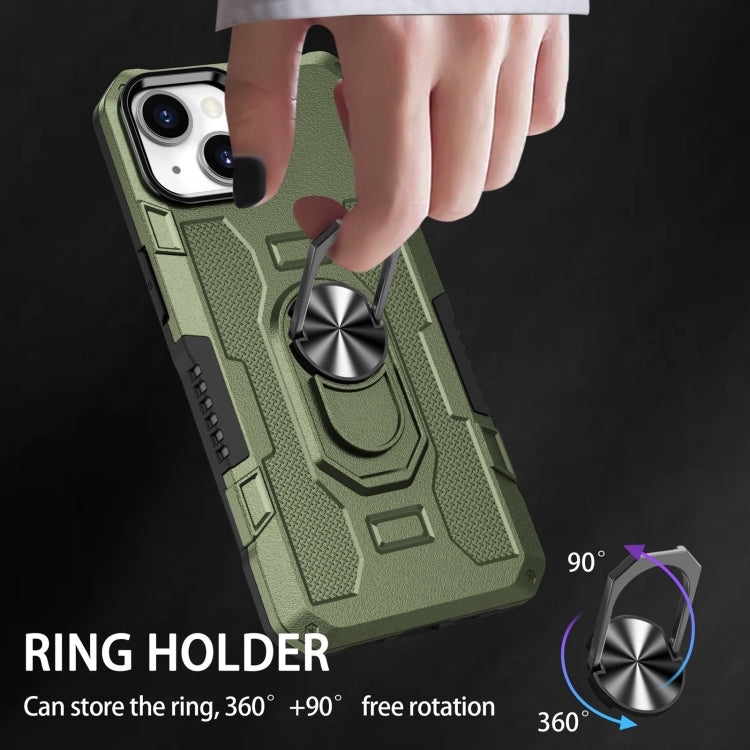 For iPhone 15 Ring Holder Armor Hybrid Phone Case(Green) by buy2fix