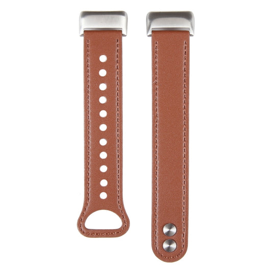 For Fitbit Charge 5 PU Leather Replacement Watch Band(Brown) by buy2fix