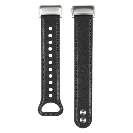 For Fitbit Charge 5 PU Leather Replacement Watch Band(Black) by buy2fix