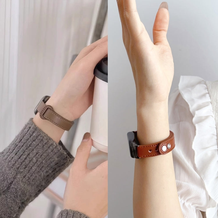 For Fitbit Charge 5 PU Leather Replacement Watch Band(Brown) by buy2fix