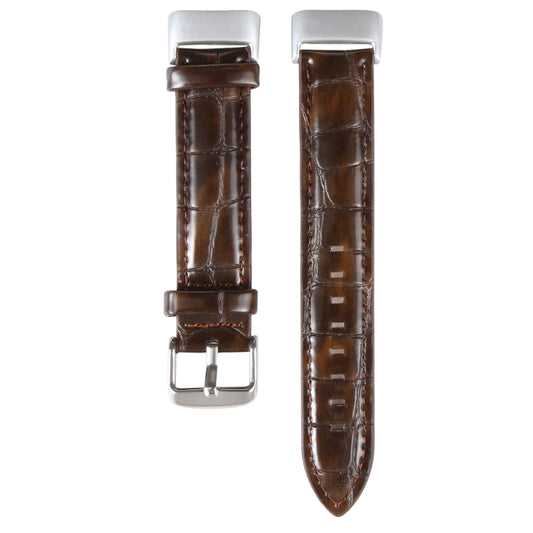 For Fitbit Charge 5 18mm Bamboo Joint Texture Genuine Leather Watch Band(Bamboo Dark Brown) by buy2fix