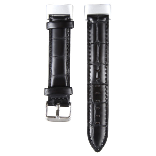 For Fitbit Charge 5 18mm Bamboo Joint Texture Genuine Leather Watch Band(Bamboo Black) by buy2fix