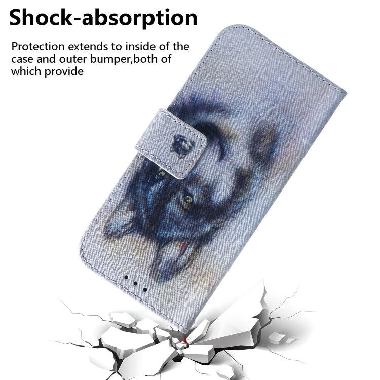 For iPhone 16 Coloured Drawing Flip Leather Phone Case(White Wolf) by buy2fix