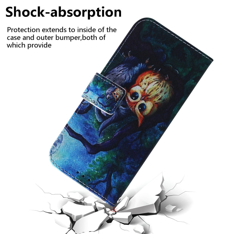 For iPhone 16 Coloured Drawing Flip Leather Phone Case(Oil Painting Owl) by buy2fix