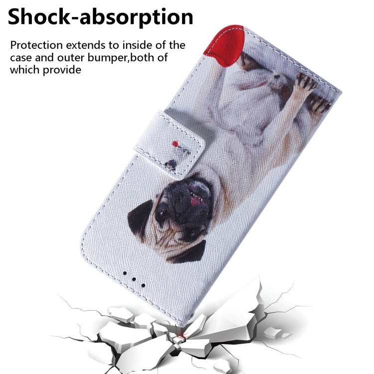 For iPhone 16 Coloured Drawing Flip Leather Phone Case(Pug) by buy2fix