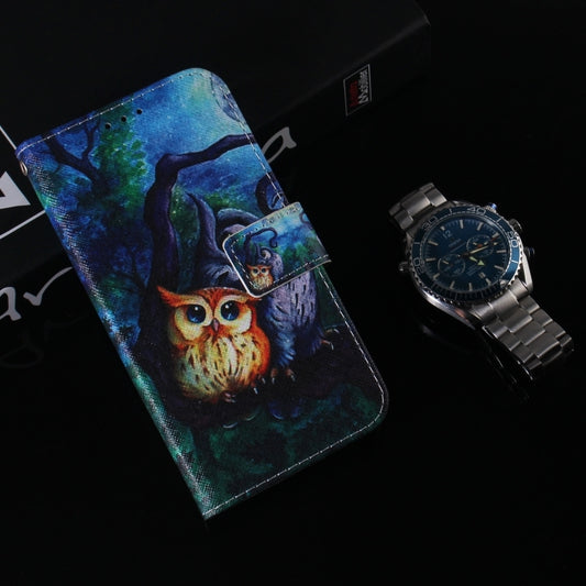 For iPhone 16 Plus Coloured Drawing Flip Leather Phone Case(Oil Painting Owl) by buy2fix