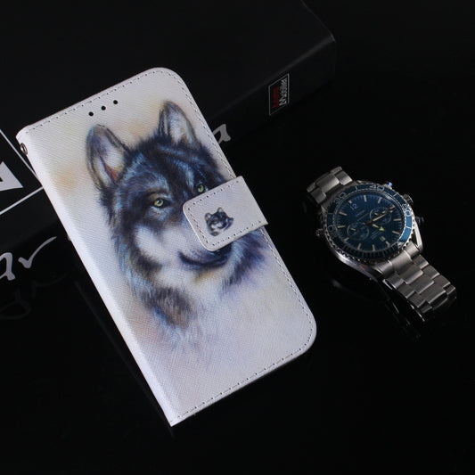 For Xiaomi Poco M6 Pro 4G Coloured Drawing Flip Leather Phone Case(White Wolf) by buy2fix