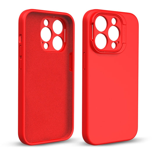 For iPhone 14 Pro Max Liquid Silicone Lens Holder Phone Case(Red) - iPhone 14 Pro Max Cases by buy2fix | Online Shopping UK | buy2fix