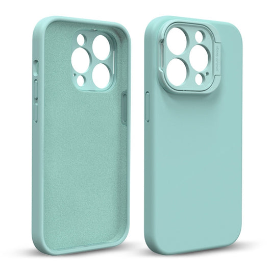 For iPhone 14 Pro Max Liquid Silicone Lens Holder Phone Case(Green) - iPhone 14 Pro Max Cases by buy2fix | Online Shopping UK | buy2fix