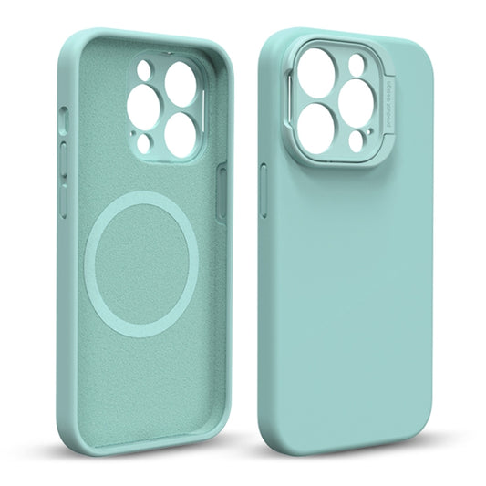 For iPhone 14 Pro Liquid Silicone Lens Holder MagSafe Phone Case(Green) by buy2fix