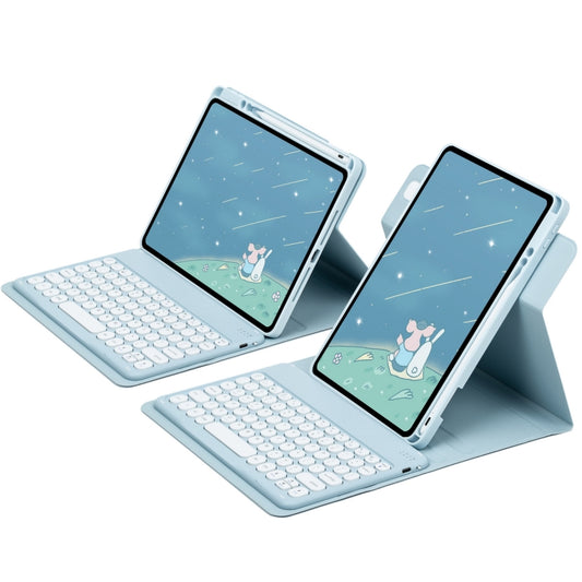 For iPad 10th Gen 10.9 2022 Round Button 360 Degree Rotatable Bluetooth Keyboard Leather Case(Sky Blue) by buy2fix