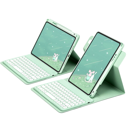 For iPad Air 2022 / iPad Pro 11 2021 Round Button 360 Degree Rotatable Bluetooth Keyboard Leather Case(Mint Green) by buy2fix