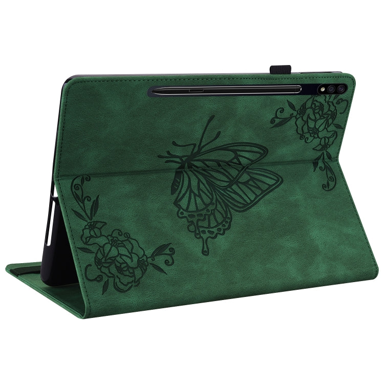 For Samsung Galaxy Tab S9+ Butterfly Flower Embossed Leather Tablet Case(Green) by buy2fix
