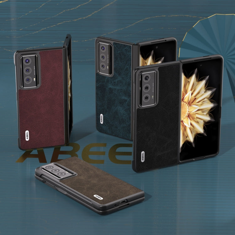 For Honor Magic V2 ABEEL Dream Litchi Texture PU Phone Case(Khaki) by buy2fix